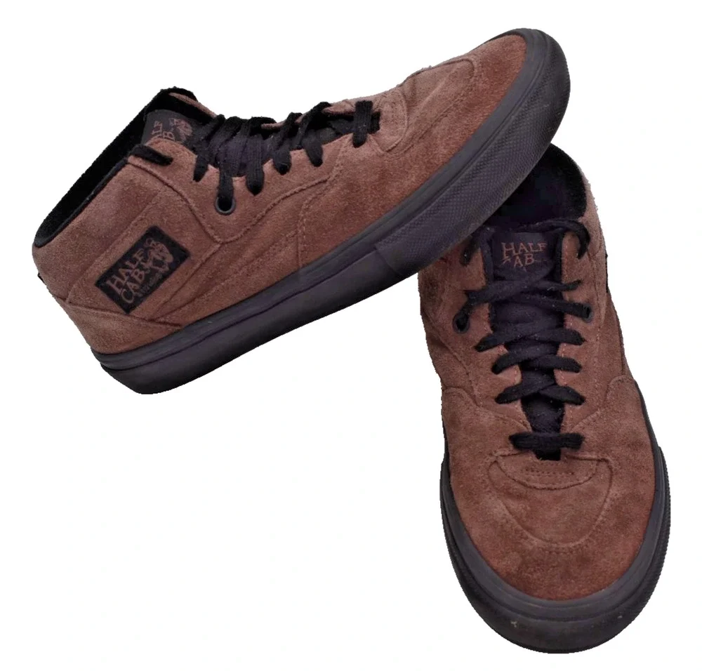 VANS Half Cab Brownish Suede Canvas Mid Top Sneakers Mens 7.0 PopCush